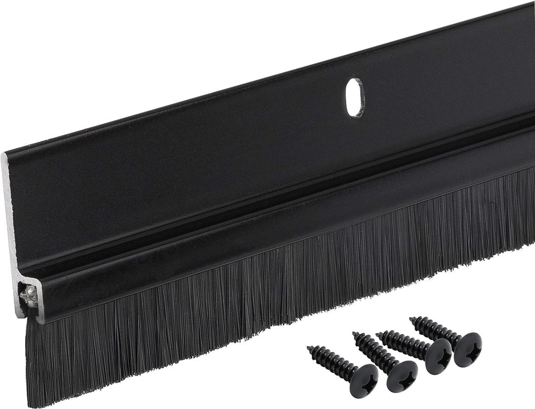 Randall Manufacturing Co., Inc | Door Sweeps Aluminum & Brush | Brush Sweeps for Gaps Up to 1 | Black Holder | 3 Feet | Fill Gaps & Keep Unwanted Debris Out