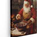 APJYM Christmas Baking Santa Claus Wall Art, Christmas Kitchen Decor, Vintage Holiday Winter Santa Baker Canvas Wall Art for Home Kitchen Dining Room Bakery, 11x14 Inches Framed (RESD18)
