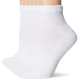 Hanes womens Ankle Socks, Comfort Toe Seamed, White & Black Available, 6-pack (White)