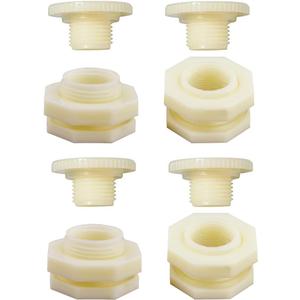 1/2 Female ABS Bulkhead Fitting, Plastic Water Tank Connector Adapter Fitting with Plugs for Outdoor rain Barrel Garden Hose Adapter Spigot kit Water Tank Gallon Drain Bucket (Set of 4)