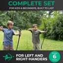 BOWRILLA Bow and Arrow for Kids Ages 6+ | Beginner Archery Set with Aim Guide, 6 Carbon Hybrid Arrows & 3 Targets | 3-Piece Take-Down Recurve Youth Bow for Left & Right Handers, Kinder