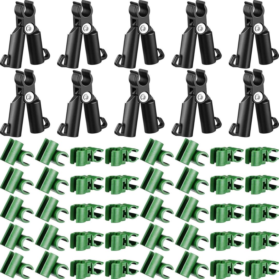 50 Pieces Adjustable Plant Trellis Connector Clip Plastic Connector Stakes Garden Plastic A-Type Connecting Joint Buckle Clip for Gardening Metal Steel Plant Supports (11 mm)
