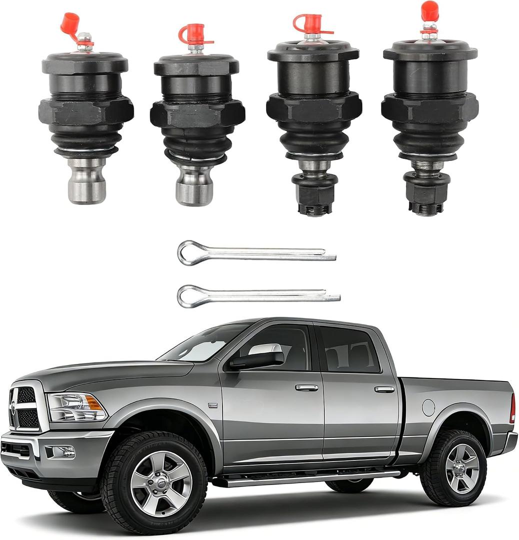4PCS 0313BJPACK Heavy Duty Upper and Lower Ball Joint Kit for Dodge 2003-2010 Ram 2500 3500 4x4 4WD, for Ram 2011-2013 2500 3500 4x4 4WD, for 5.9L 6.7L Cummins Diesel Replace# KR7467 KR0316
