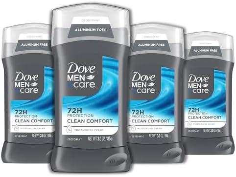 DOVE MEN + CARE Deodorant Stick for Men Clean Comfort 4 Count Aluminum Free 72-Hour Odor Protection Mens Deodorant with 1/4 Moisturizing Cream 3 oz (Pack of 3)