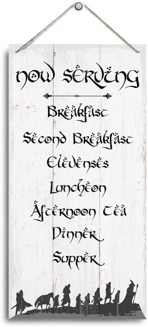 Rdejxgvl Funny Kitchen Decor, Now Serving Breakfast Sign, Decorative Hanging Wall Plaque Wood Sign, Rustic Kitchen Hanging Decor, Farmhouse Kitchen Door Sign, Humorous Kitchen Decoration for the Home