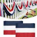 2Pack Patriotic Bunting US Flag Decorations 4th of July Decor 2x20 Ft Large Red, White & Blue Banner Veterans Day Memorial Days Celebration Outdoor Porch Garden