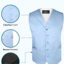 S.H. Churchill & Co. Men's 4 Piece Vest Set, with Bow Tie, Neck Tie & Pocket Hankie - Light Blue, Size M