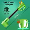 NEMA 14-50P to NEMA 6-50R Welder Adapter Cord, 1ft/12inch, STW, 8AWG