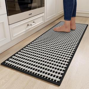YDKGL Kitchen Rugs Non Slip Washable, Rubber Backing Soft Chenille Braided Kitchen Mats for Floor, Super Absorbent Kitchen Runner Rug Standing Mat Sink Mat, Easy to Clean, Black 17"x47"