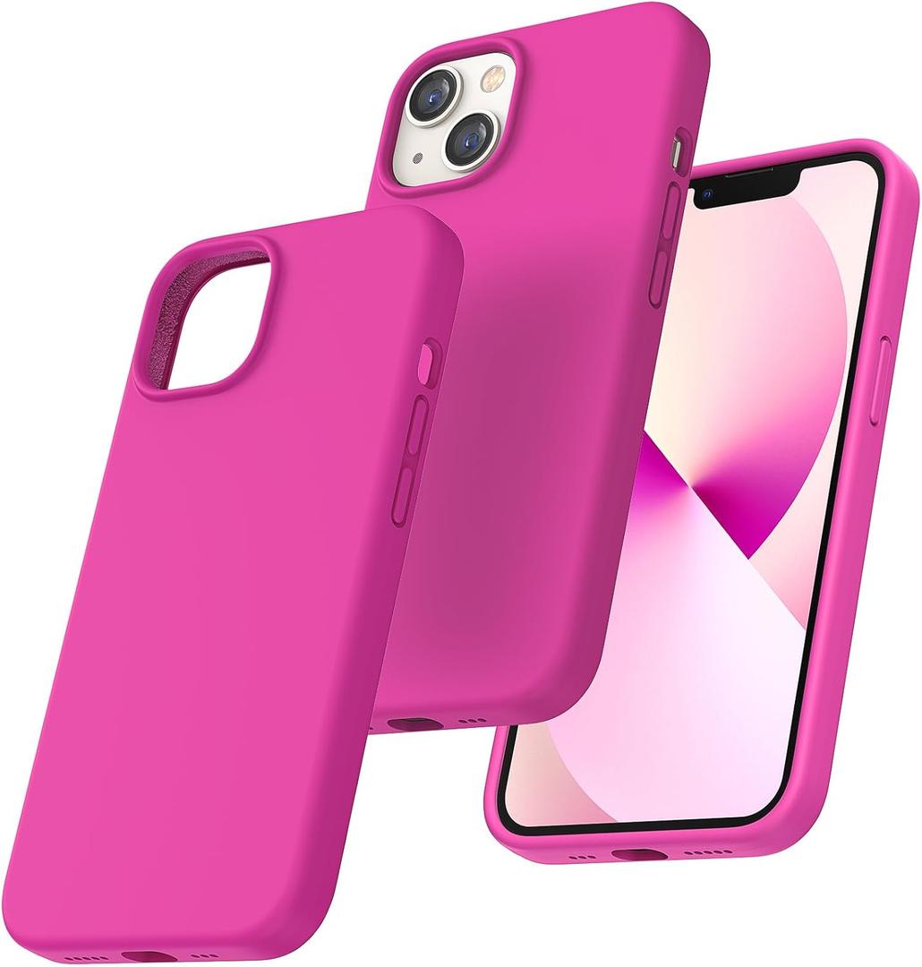 TOCOL 5 in 1 for iPhone 13 Case for Women, Slim Liquid Silicone Phone Case iPhone 13 [Anti-Scratch] [Drop Protection], Hot Pink