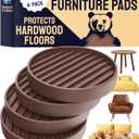 CasterMaster Chair Leg Floor Protectors & Furniture Sliders - 2 Inch, Round Brown, 4 pcs Non Slip Furniture Pads for Hardwood Floors, Noise Reduction Rubber Grippers, Couch Stoppers, Feet Coasters