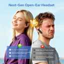 Xmenha Single Bluetooth Phone Earpiece Earbud One Ear Piece Open Ear Bud Air Bone Conduction Earbud Earless Out of Ear Headphones Bluetooth Wireless Headsets with Microphone Earhook for Work