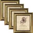 5x5 Picture Frame with Real Glass, 4 set Ornate Vintage Picture Frames for Wall or Tabletop Display, Gold 5 x 5 Frame for Wall home best gift