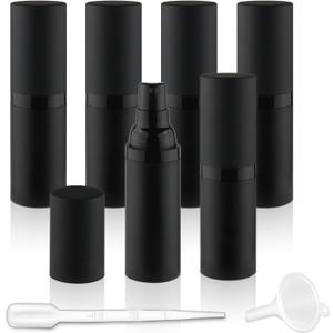 6 Pack 30ml/1oz Plastic Airless Lotion Sample Jars Plastic Vacuum Pump Bottles Refillable Cosmetic Containers for Cream,Essential Oil,Liquid Foundation,Essence,Gel,Moisturiser