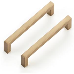 Ravinte Cabinet Handles Solid Slim Champagne Bronze 20 Pack 3-1/2 Inch Hole Center Square Bar Drawer Handles Kitchen Cabinet Pulls Drawer Kitchen Cabinet Hardware