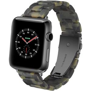 Band Compatible with iWatch 38mm 40mm 41mm 42mm, Colorful Resin Replacement Bracelet Strap for Apple Watch Series 10/9 / 8 / Ultra / 7 / SE / 6/5 / 4/3 Women Men (Army Green)