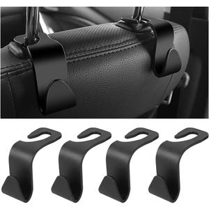 4PCS Car Seat Headrest Hooks, Automotive Seatback Hangers Holder, Stylish Vehicle Seat Back Storage Organizer for Purses, Handbags, Clothes, Universal for RV, SUV, Truck (Black)