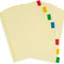 Blue Summit Supplies 8-Tab Binder Dividers, Manila Paper with Insertable Colored Plastic Tabs, Reinforced 3 Ring Dividers with Perforated Paper Tab Inserts, 48 Sets