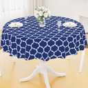 Smiry Round Plastic Table Cloth, Waterproof Vinyl Tablecloth with Flannel Backing for Round Tables, Wipeable Spillproof Tablecloths for Dining, Camping, Indoor and Outdoor (60" Round, Navy)