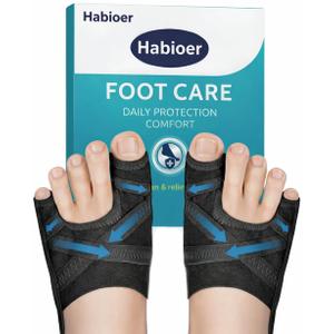 Bunion Corrector for Women & Men, Breathable Toe Straightener for The Thumb and Little Toe, Comfortable & Adjustable for Day/Night Use (Black, 1 Pair) (Black, M)