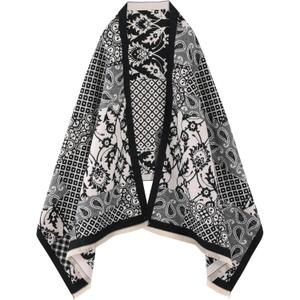 MINIDORA Womens Warm Reversible Pashmina Shawls Large Soft Winter Scarfs Jacquard Wraps for Evening Dresses (Style 3-black)