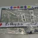 Autism License Plate Frame - 2 PCS Make A Difference Label Aluminum Metal License Plate Frames Holder, Rust-Proof Waterproof Car Decorative Tag Frames with Screws Fasteners Caps