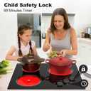 GIHETKUT Electric Cooktop, 220V 5000W Stove Top, 9 Power Levels, Kids Lock & Timer, Hot Surface Indicator, Overheat Protection,knob and touch control 3 Burner Electric cooktop, counter top stove