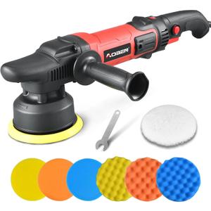 AOBEN Buffer Polisher,5 inch Dual Action Polisher,Long Orbit 16mm Random Buffer Polisher kit with 6 Variable Speed 1000-5500rpm,Detachable Handle,7 Buffing Pads for Car detailing Polishing and Waxing