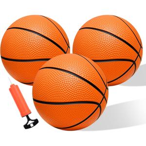 Iyoyo Mini Basketballs,3 Pack 6" Inch Small Basketball Set with Pump Over The Door Mini Hoop Basketball Replacement Toy for Toddlers, Kids, Teenagers for Pool, Indoors, Outdoors (Orange)