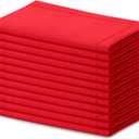 Blue Needles Set of 12 Hemstitch Linen Napkins 100% Cotton Red Cloth Dinner Napkins 18x18 inches, Soft, Reusable, Absorbent, Washable, Ideal for Valentine's Day Events, Parties & Everyday Use