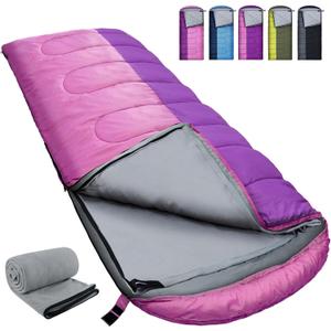 XL 10 Degree Sleeping Bags Waterproof for Adults 350GSM Machine Washable with Compression Sack for 3-4 Season Camping Outdoor (6.9lb with liner-Left)