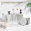 YMXYJM Bathroom Accessories Set, 6 Piece Bathroom Set with Toothbrush Holders, Soap Dispenser, Vanity Tray, Tumbler, Cotton Swab Jars, Bathroom OrganizerBathroom Sink Sets, Artificial Marble White