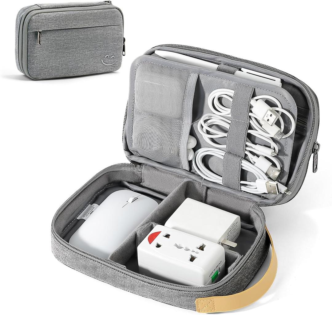 Travelkin Travel Electronic Cord Organizer Travel Case, Travel Cable Organizer Bag For Charger, Phone, Sd Card, Sim Card, Earphone, Usb Drives(Grey) (Medium)