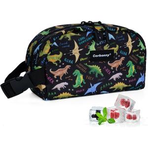 Cerbonny Freezable Cooler Bag for Work/School Travel - Mini Insulated Bag Fit For Yogurt (Black Dinosaur)