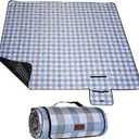 HX&OD Outdoor Picnic Blanket, Extra Large, 80''x80'' Waterproof Foldable Blankets Gingham Picnic Mat for Beach, Camping Grass Lawn Park Accessories Cute Couple Ideas Wedding (Coffee Color, 80x80)