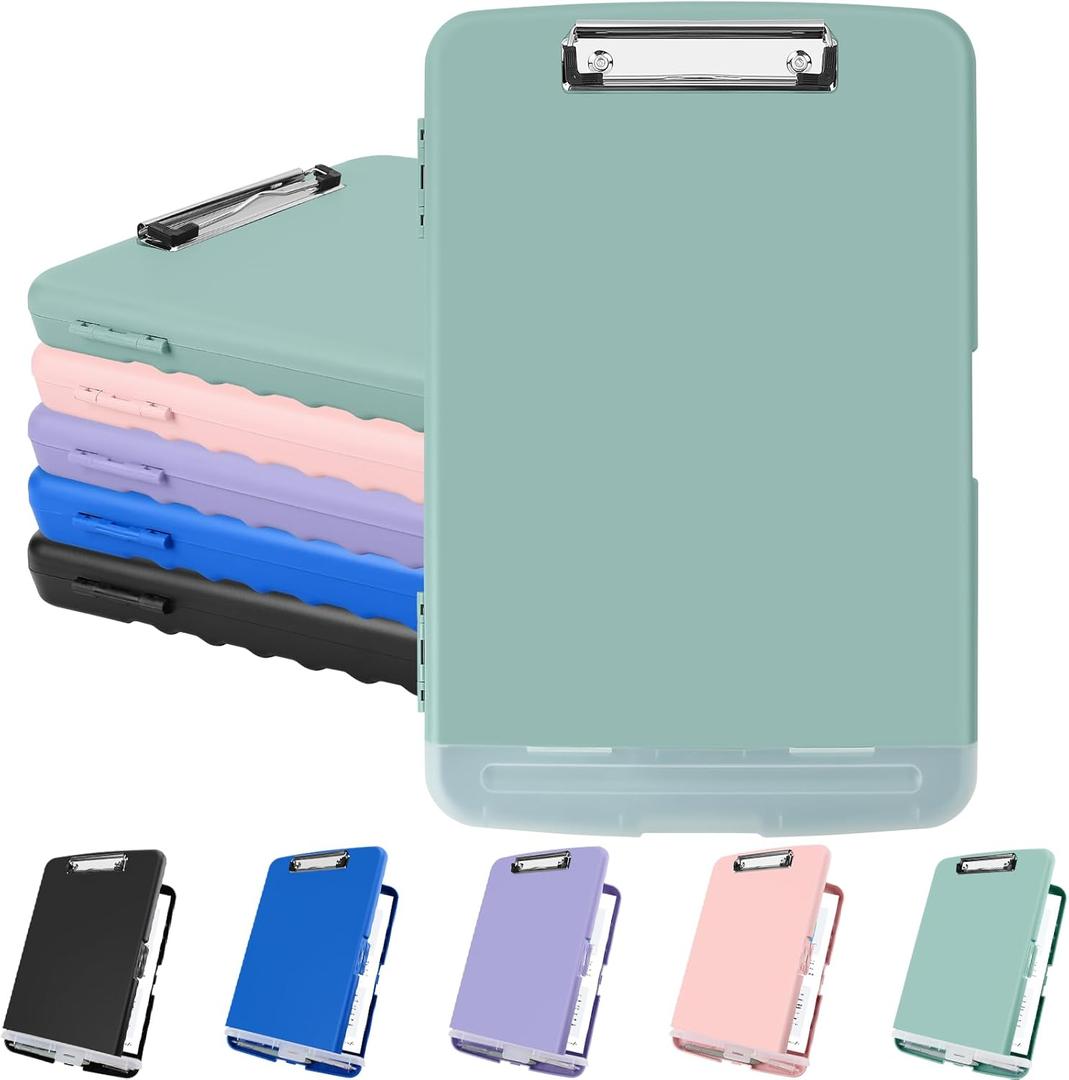 Clipboard with Storage, Plastic Clipboards 8.5"x11" with Pen Holder, High Capacity Nursing Clipboard Folder, Side Opening Storage Clip Board for Office Work Nurses Teachers (Grey Green)