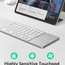 Samsers Foldable Bluetooth Keyboard with Touchpad - Portable Wireless Keyboard with Holder, Rechargeable Full Size Ultra Slim Pocket Folding Keyboards for Android Windows iOS Tablet & Laptop - Silver