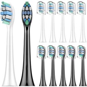 Toothbrush Replacement Heads for Philips Sonicare 12(Black and White) Pack Soft Replacement Electric Toothbrush Head Compatible with Philips Sonicare Electric Toothbrush