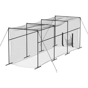 MR 40FT Batting Cage, Baseball Softball Hitting Cage Net and Frame, Heavy Duty Baseball Softball Training Equipment, Framed Batting Cage Complete Package for Hitting and Pitching Practice, Black