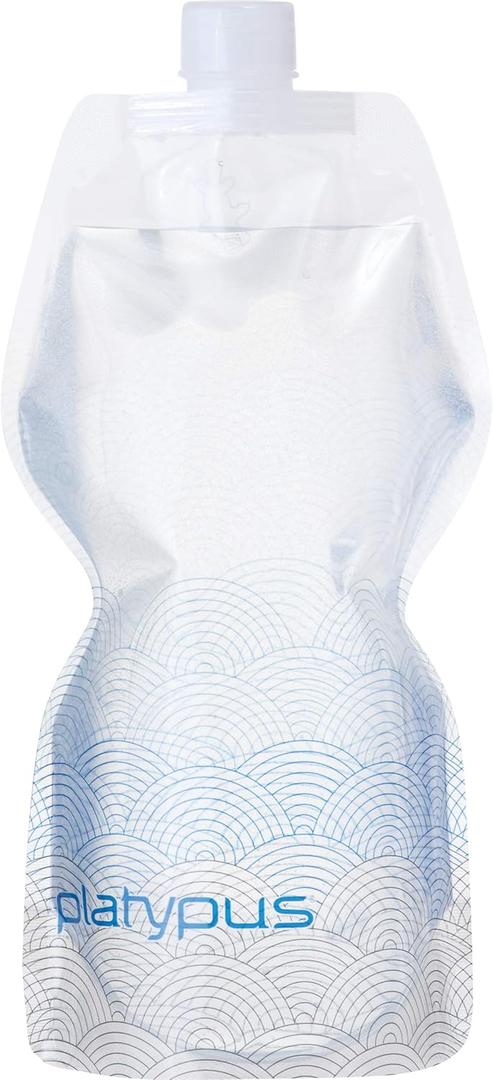 Platypus SoftBottle Collapsible Backpacking Water Bottle with Closure Cap (33.8 Ounces, Waves)