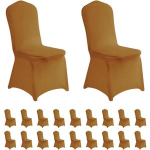 LZY 20pcs Spandex Chair Cover Stretch Slipcovers for Wedding Party, Dining Banquet Chair Decoration Covers (Gold, 20)