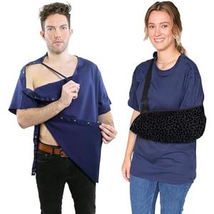 Inspired Comforts Unisex Post Surgery & Rehab Dual Access Crew Neck Snap Shirt Large