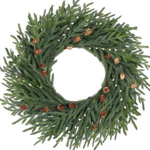 Artgar 26 Inch Pine Wreath - Christmas Wreaths for Front Door - Real Touch Pine Wreath with Pinecones Berries - Large Artificial Green Wreaths for Home Wall Window Porch Farmhouse Outdoor Xmas Decor (Style-3)