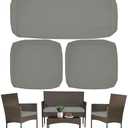 Sqodok 3 Pack Outdoor Cushion Covers Replacement, Waterproof Patio Seat Cushion Cover Fit for 4-Seater Wicker Rattan Conversation Set Loveseat Chair Couch Furniture, Cover Only, 38x19x2,19x19x2, Grey