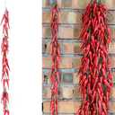 Artificial Chili String, 1 Pack Simulation Artificial Lifelike Fake Vegetable Artificial Chili Red Pepper Hanging String Photography Props for Home Office Kitchen Harvest Decoration (Red Chili, 1pc)