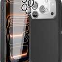 for iPhone 17 Pro Case (6.3"), with 2 Tempered Glass Screen Protector [Heavy Duty Military-Grade Full Body Drop Protection] Shockproof Tough Durable 6.3 InchBlack+Lens
