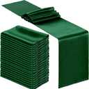Bencailor 24 Pcs Dark Green Satin Table Runner Bulk 12 x 108 Inches Long Table Runners Bright Smooth Fabric Tablecloth for Wedding Banquet Birthday Spring Graduation Party Decorations