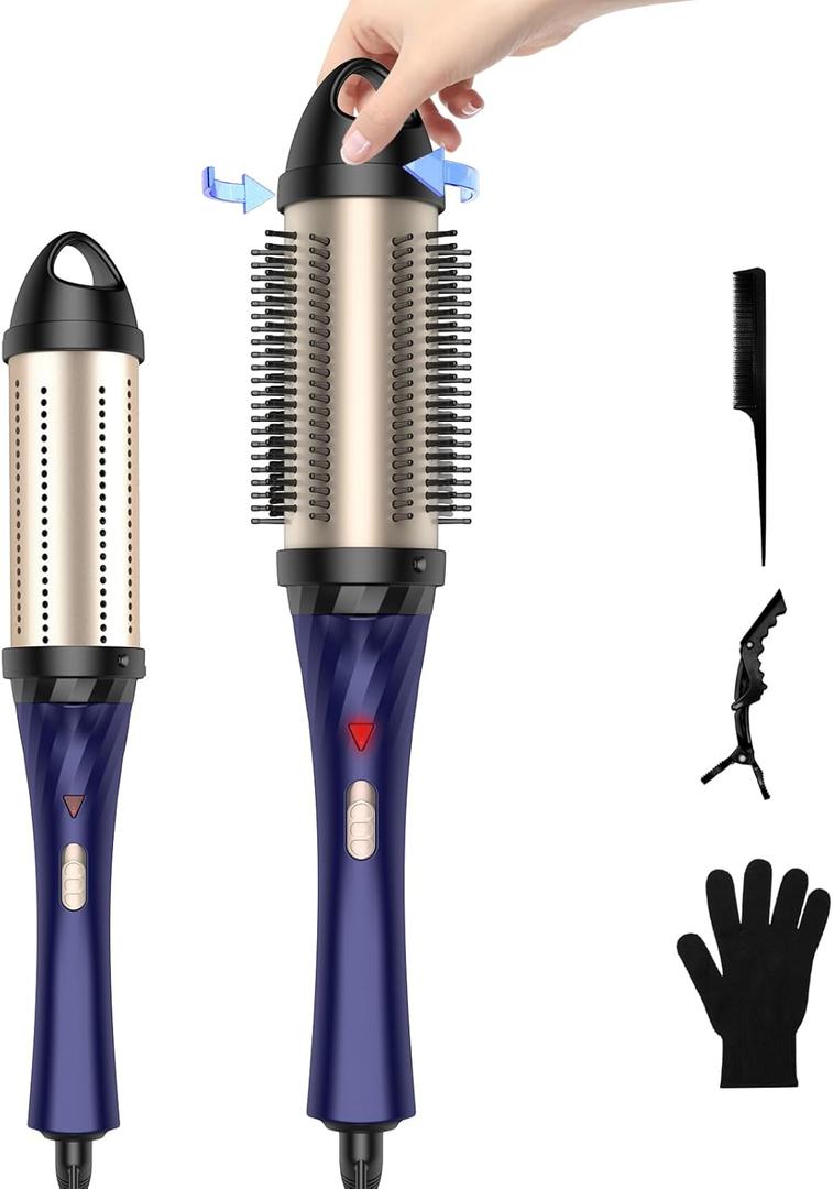 Curling Iron Thermal Brush Ionic Heated Brush Makes Hair Smoother, Thermal Round Curling for Easy & Fast Blowouts Look