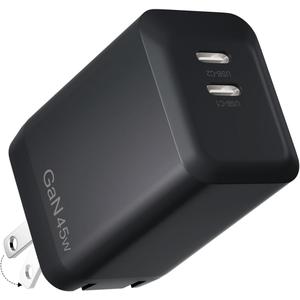 45W Charger Foldable Compact GaN PPS Super Fast Dual USB C Wall Charger Block - for Samsung Galaxy S23/S22/S21/S20 Series,Compatible with Samsung & Other USB-C Devices