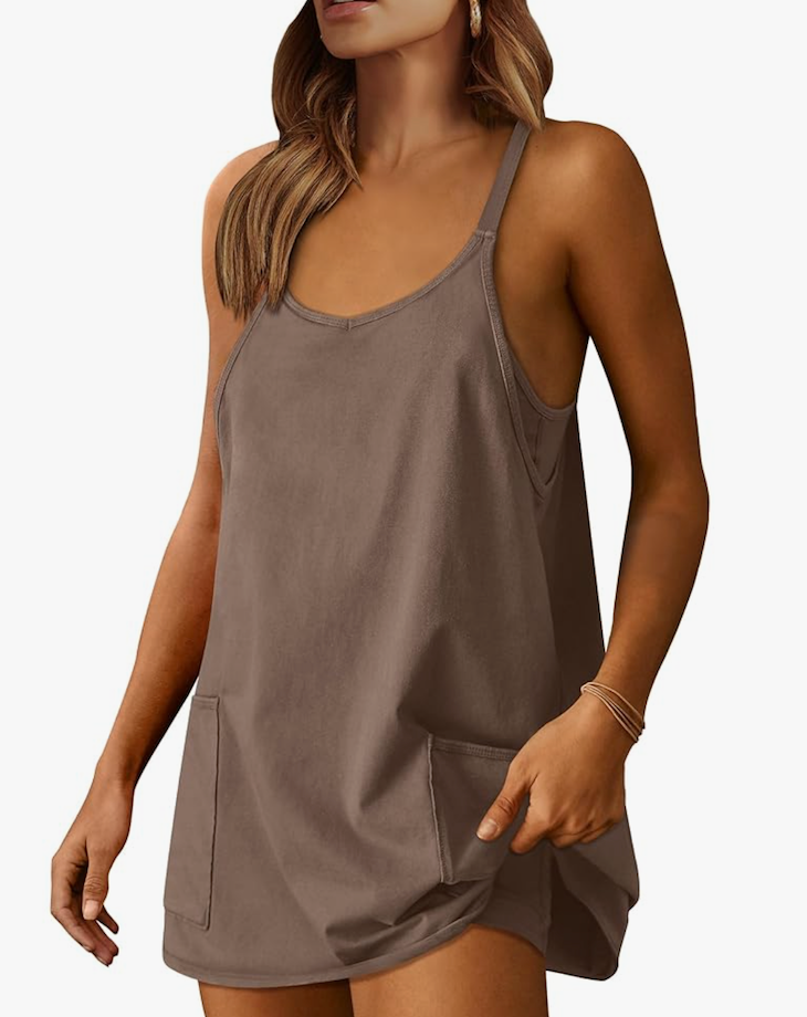 ANRABESS Women Athletic Dress Summer Tennis Workout Active Sports Mini Romper Dress Built in Shorts Travel Vacation Clothes S